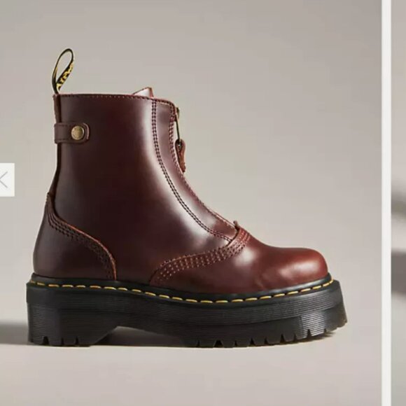 DR. MARTENS JETTA ZIPPED SENDAL LEATHER PLATFORM BOOTS in Dark Brown MSRP$250 - Picture 7 of 16